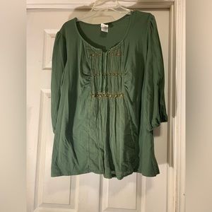 Gently used olive green top.  So pretty and soft.